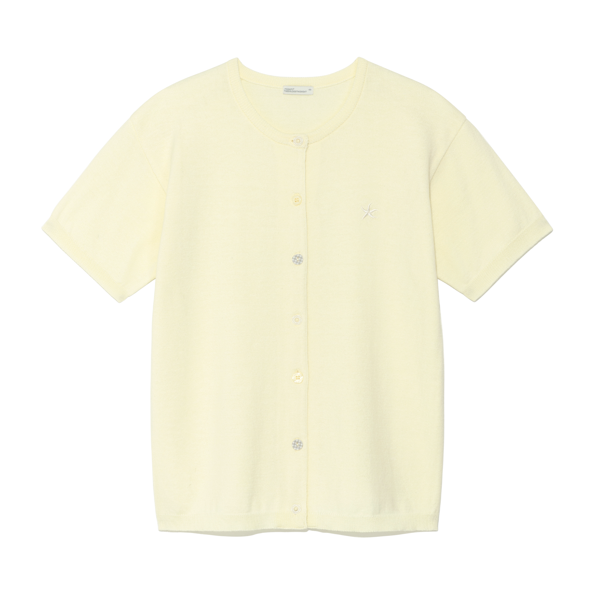 TCM button half knit cardigan (lemon)
