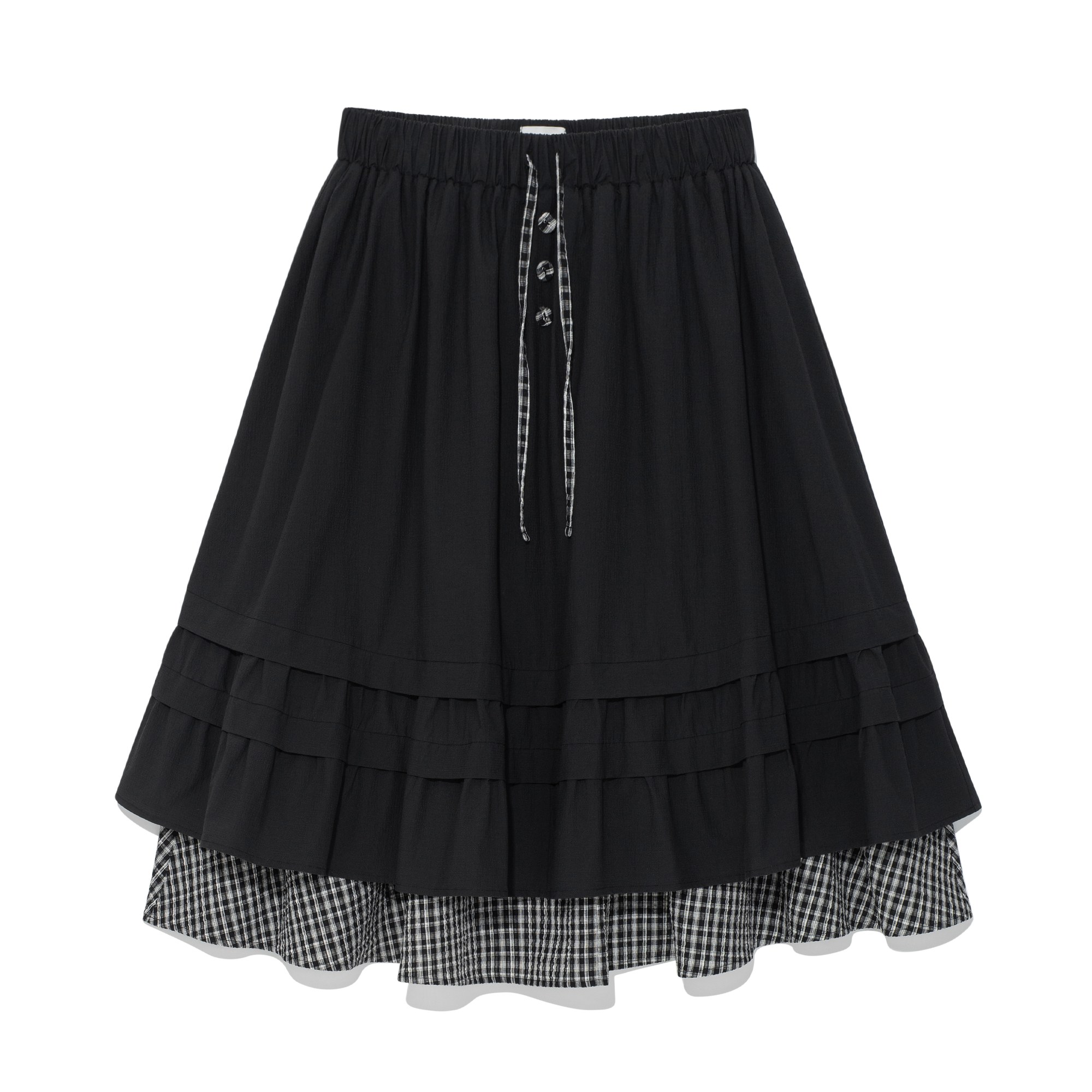 (w) TCM check pintuck layered skirt (black)