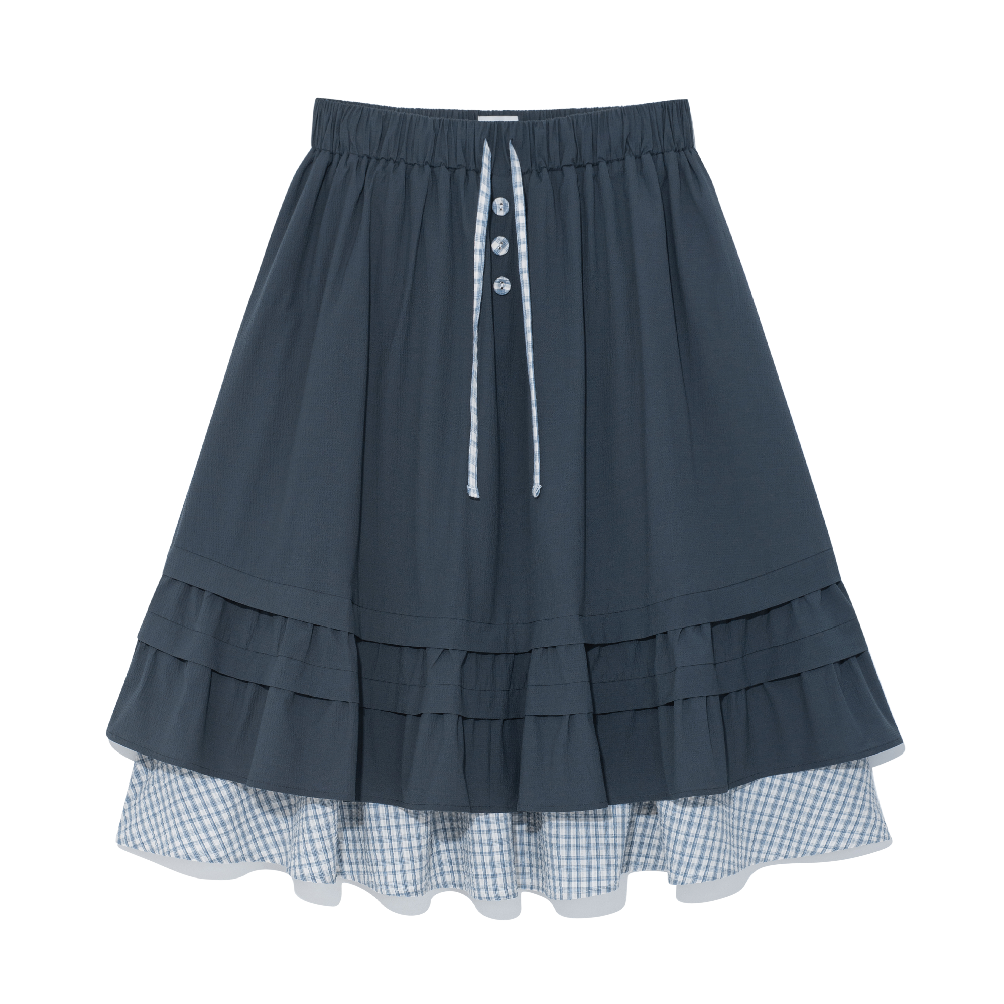 (w) TCM check pintuck layered skirt (navy)