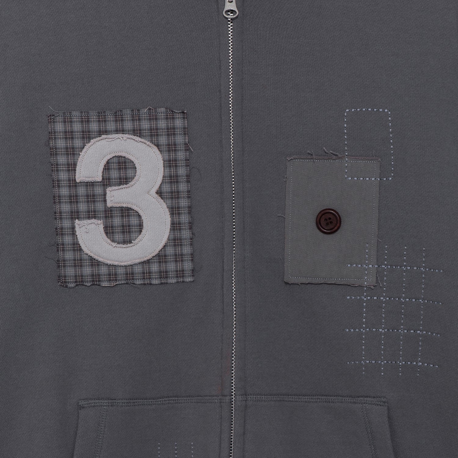 TCM 3 stitch hooded zip-up (dark grey)