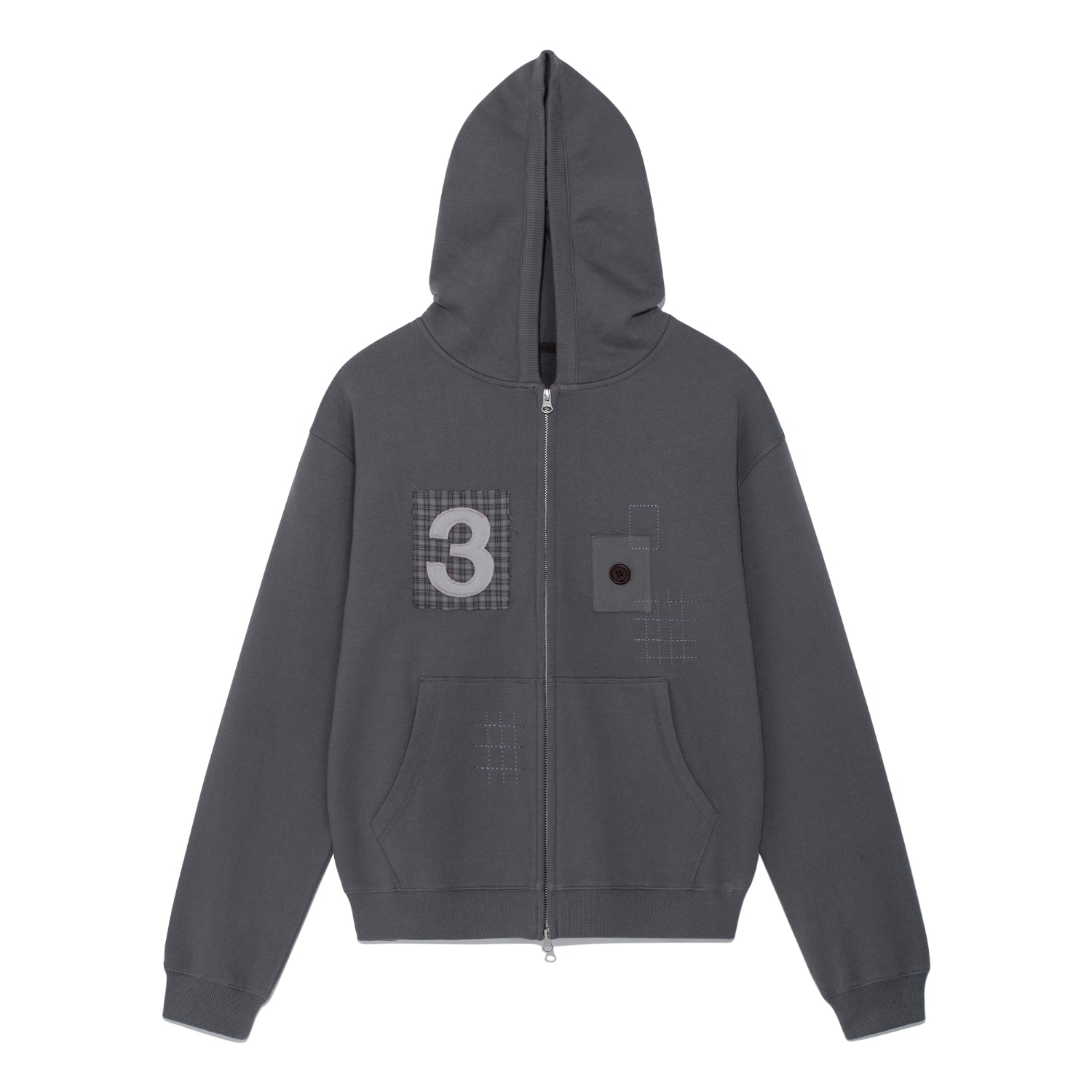 TCM 3 stitch hooded zip-up (dark grey)