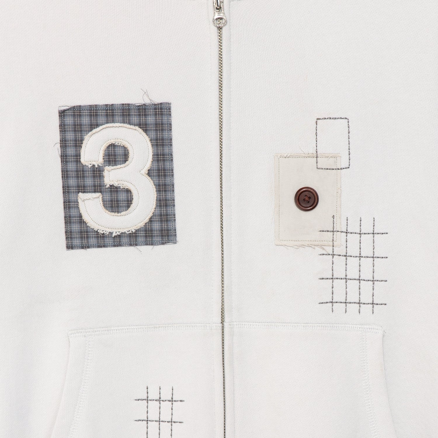 TCM 3 stitch hooded zip-up (grey beige)