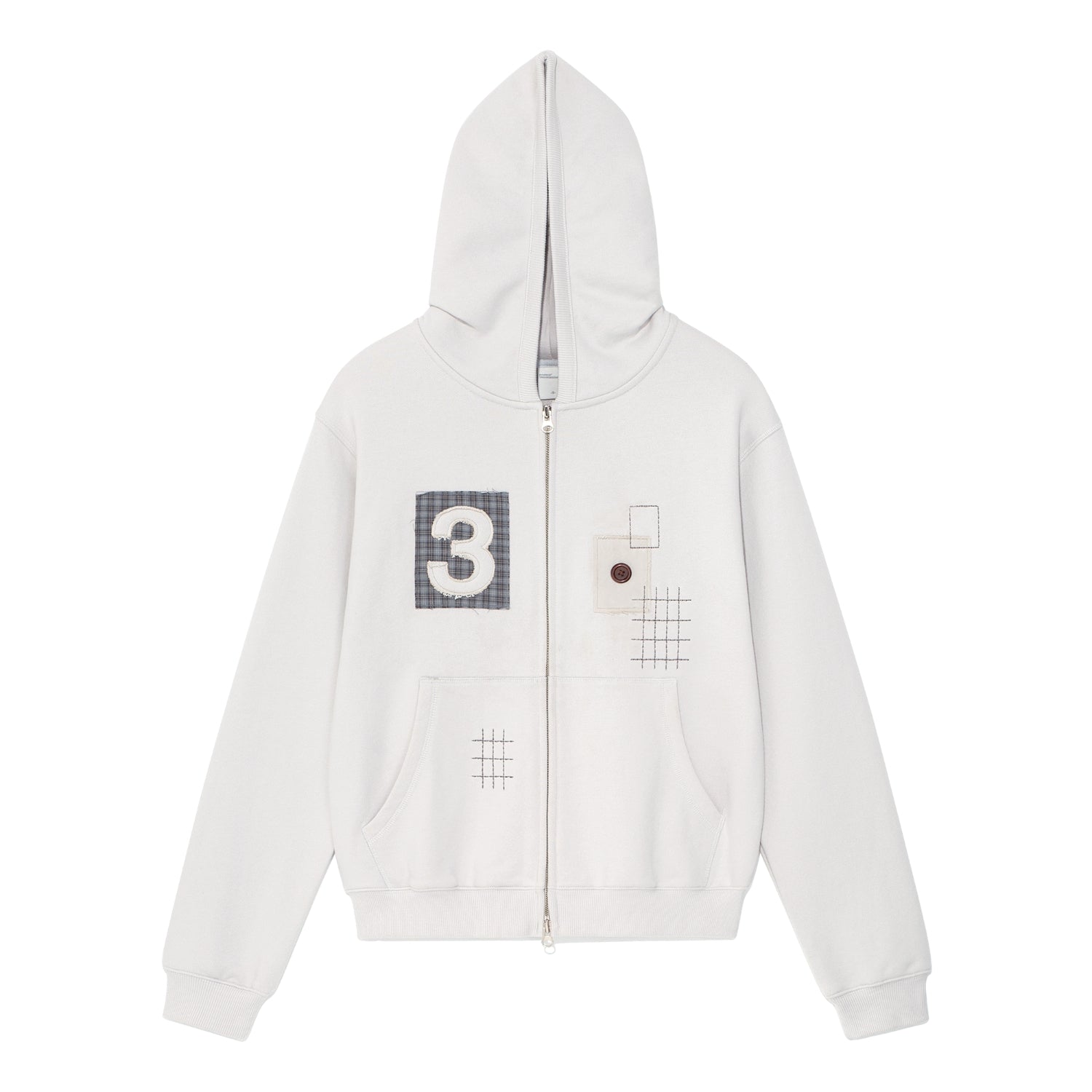 TCM 3 stitch hooded zip-up (grey beige)