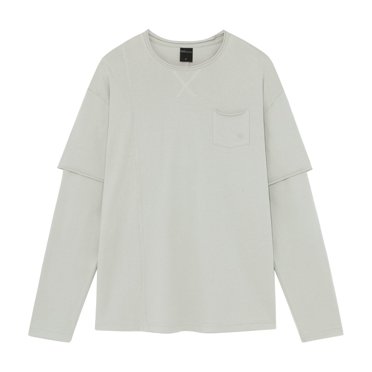 TCM raw cut layered long sleeve (light grey)
