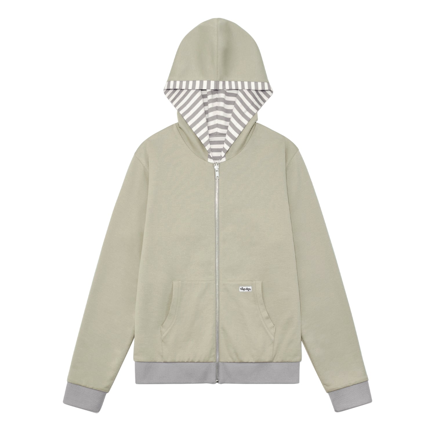 TCM reversible stripe hooded zip-up (beige)