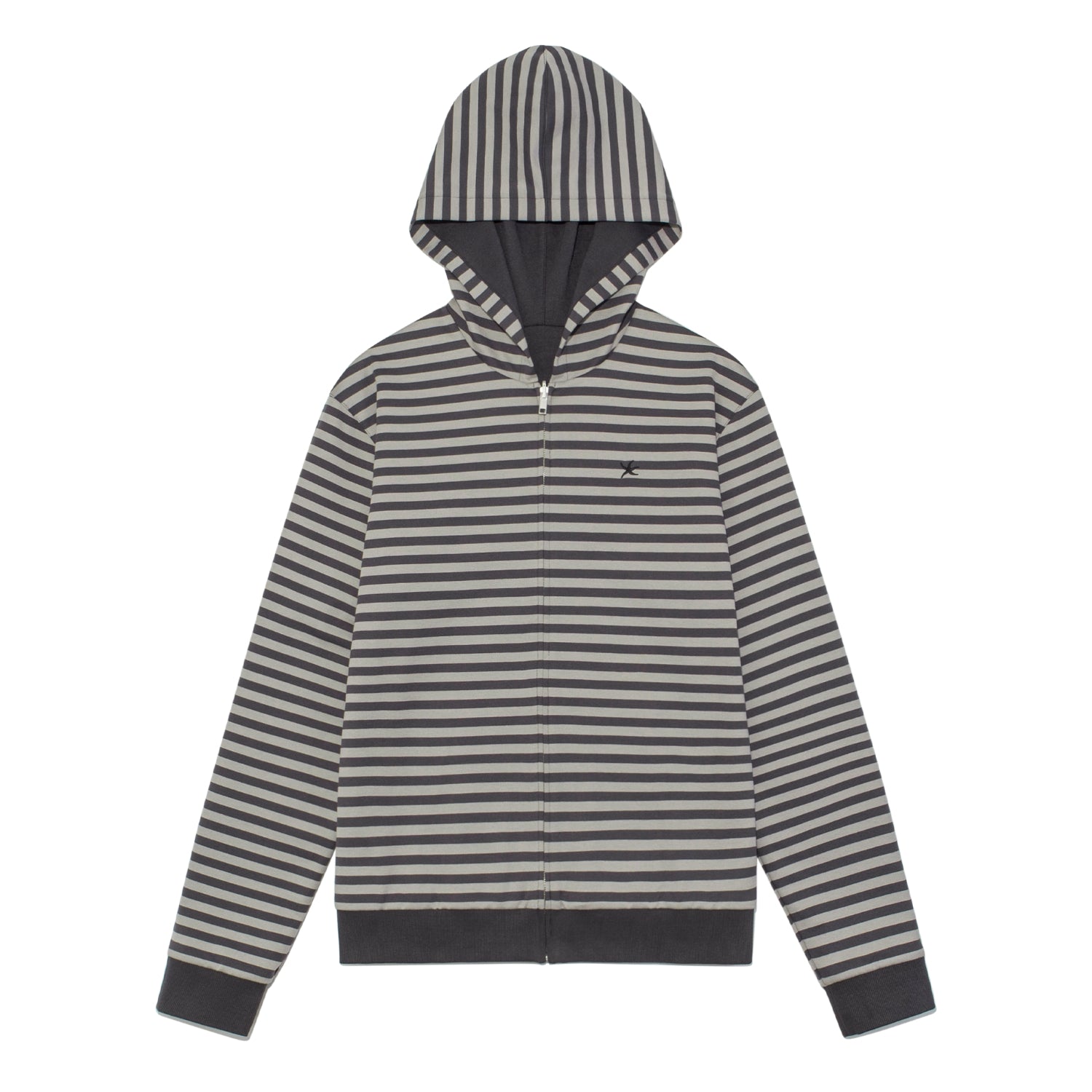 TCM reversible stripe hooded zip-up (charcoal)
