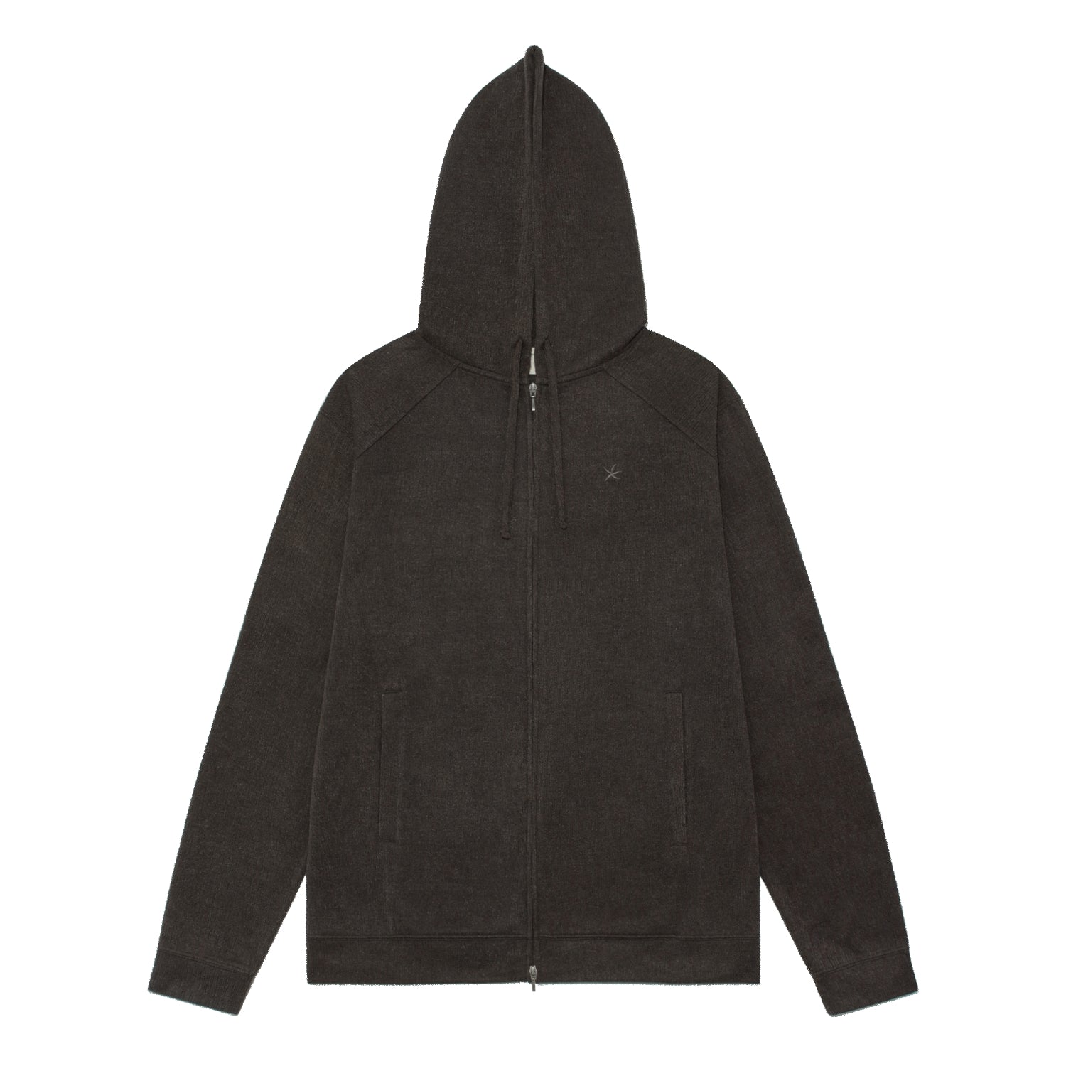 TCM texture flow hooded zip-up (brown)