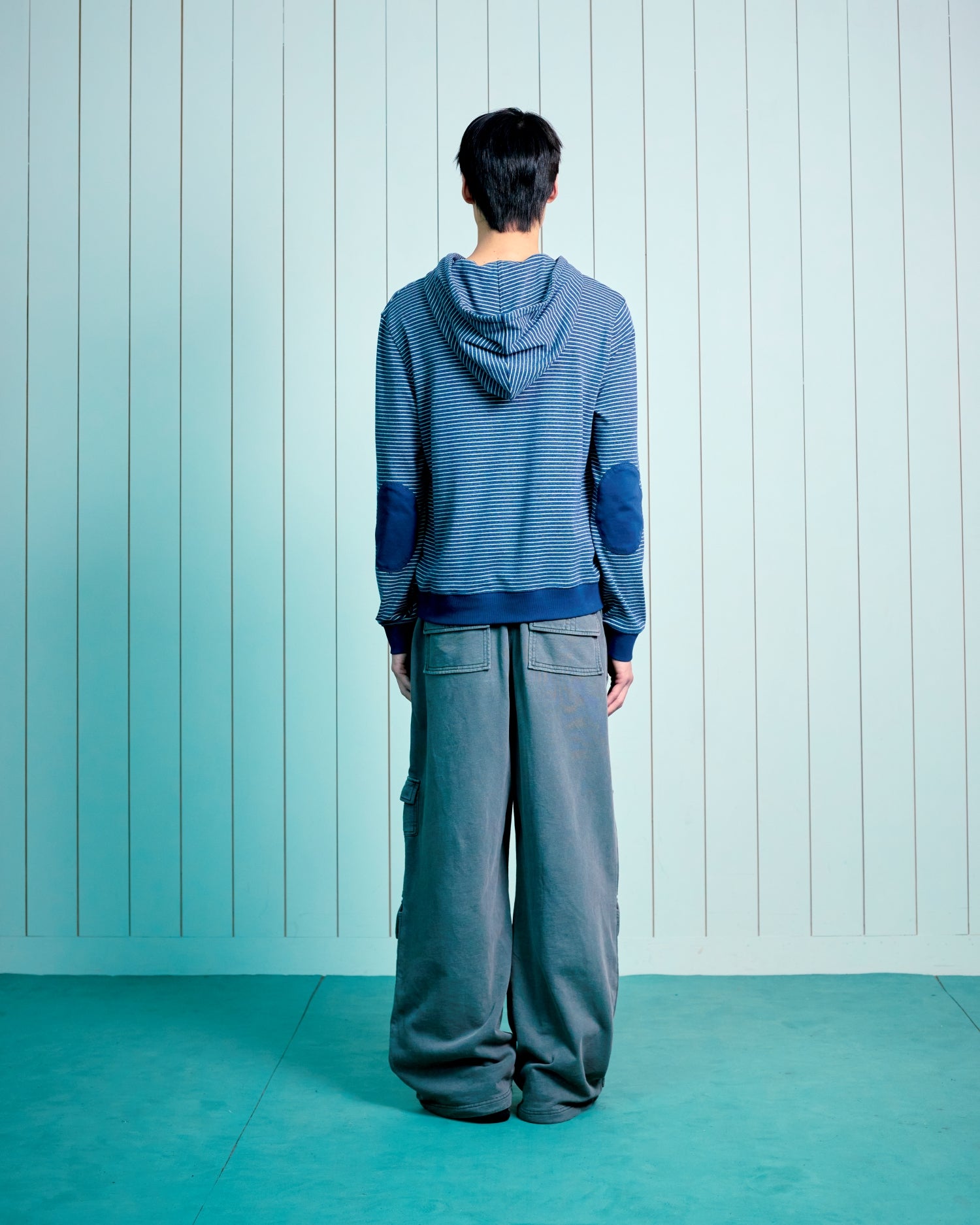TCM contrast stripe hoodie (navy)
