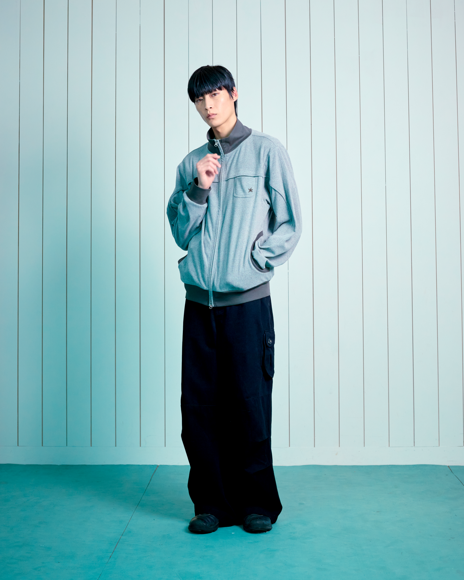 TCM cozy line jersey zip-up (grey)