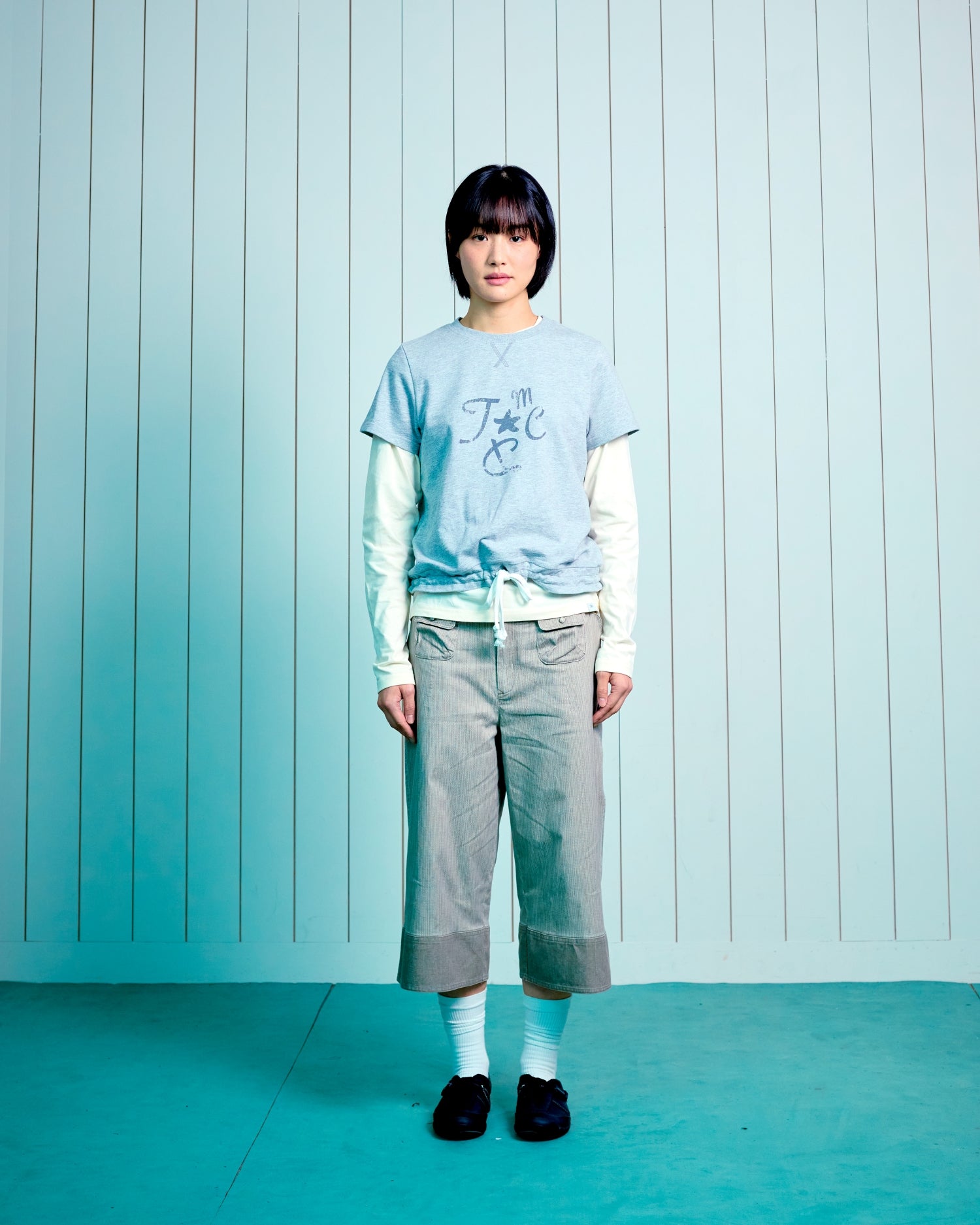 (w) TCM crack string layered long sleeve (grey)