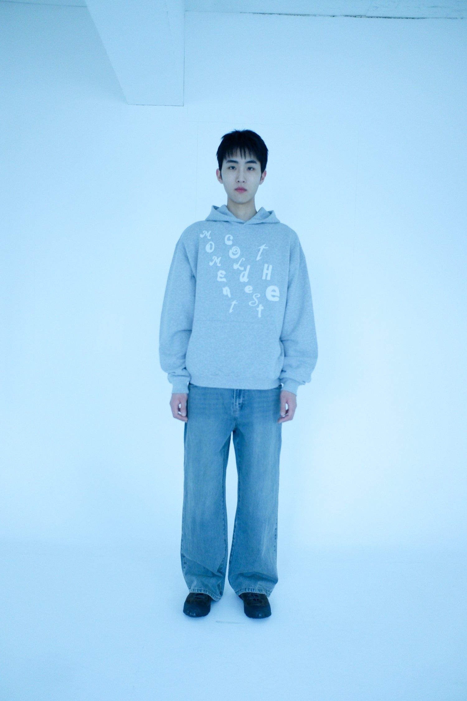 TCM diagonal hoodie (melange grey)
