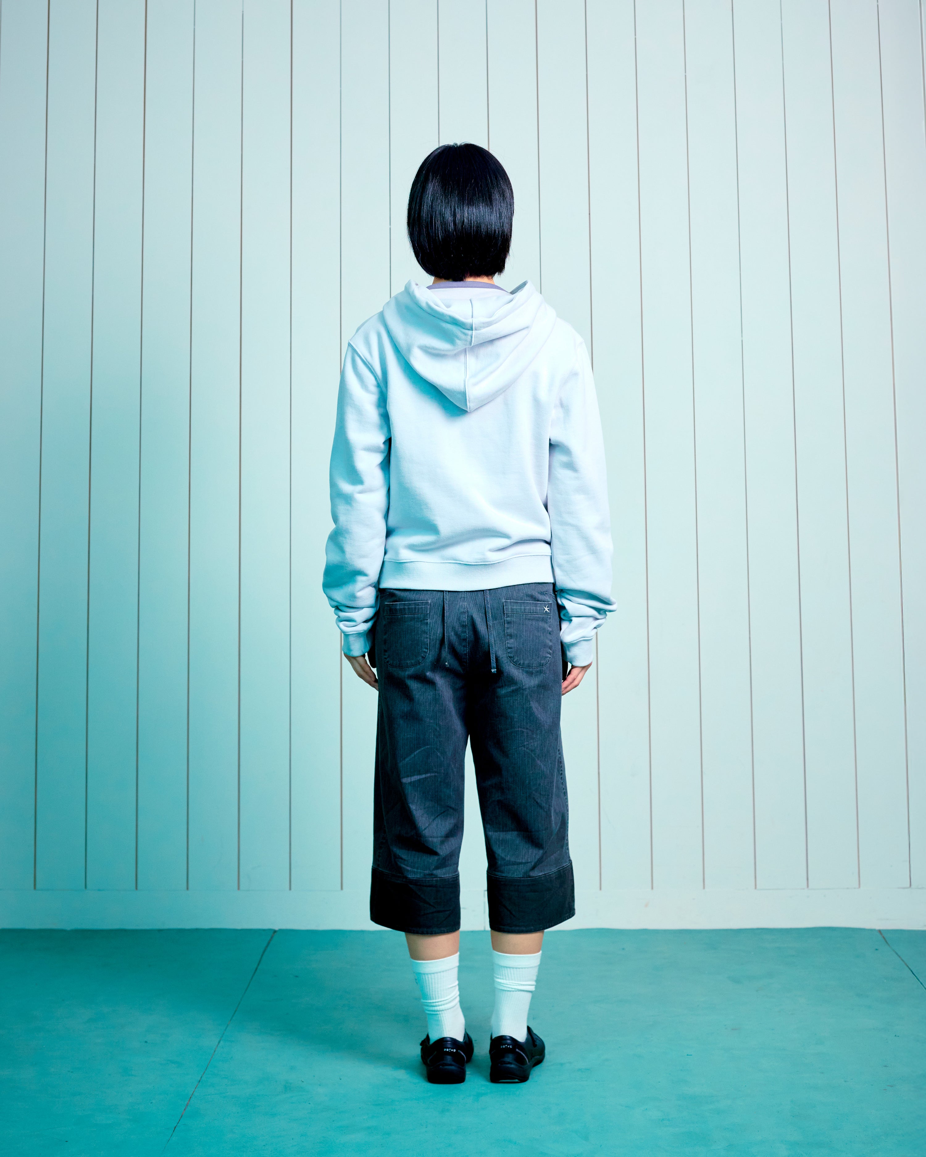 TCM dot hooded zip-up (light grey)