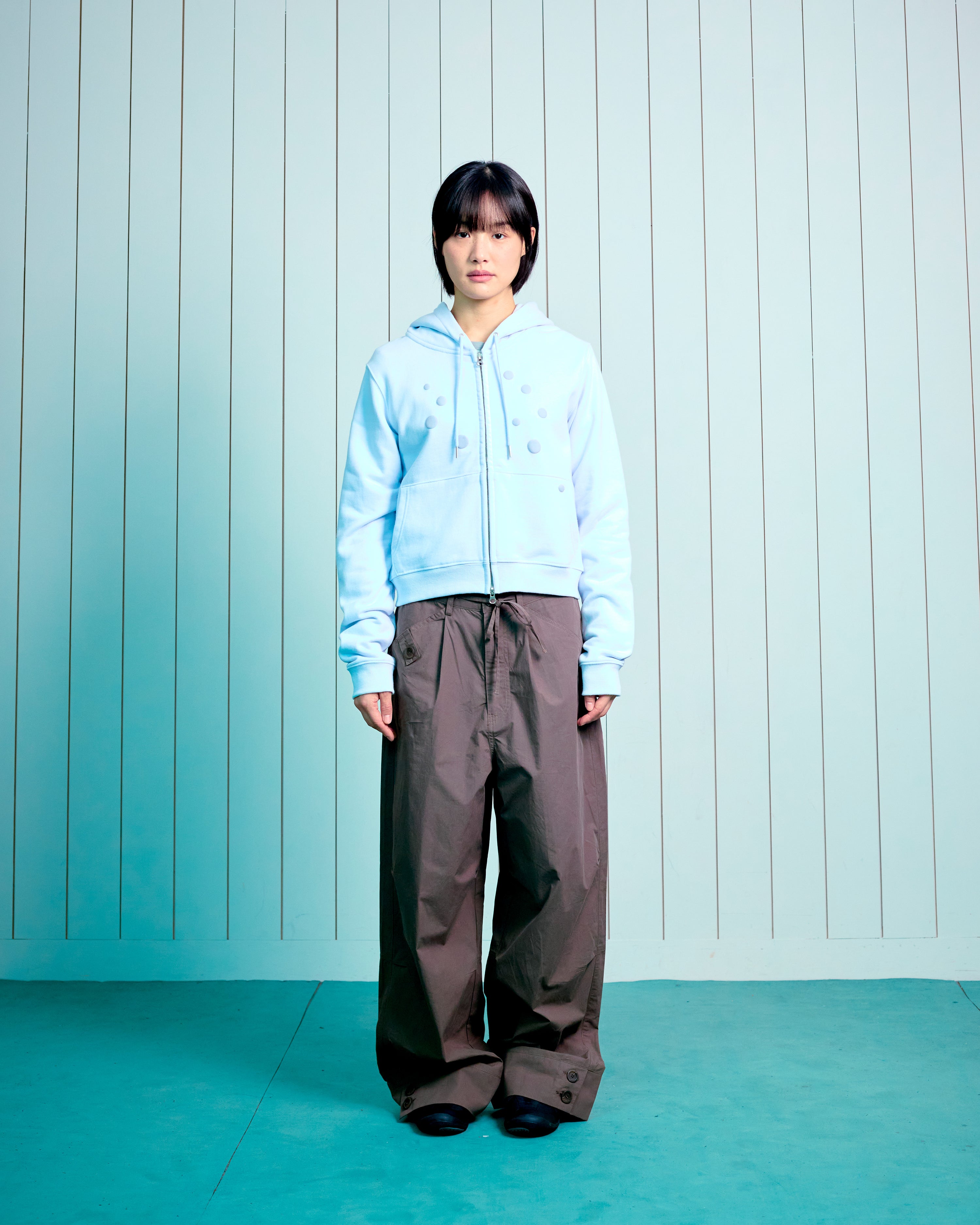 TCM dot hooded zip-up (sky blue)