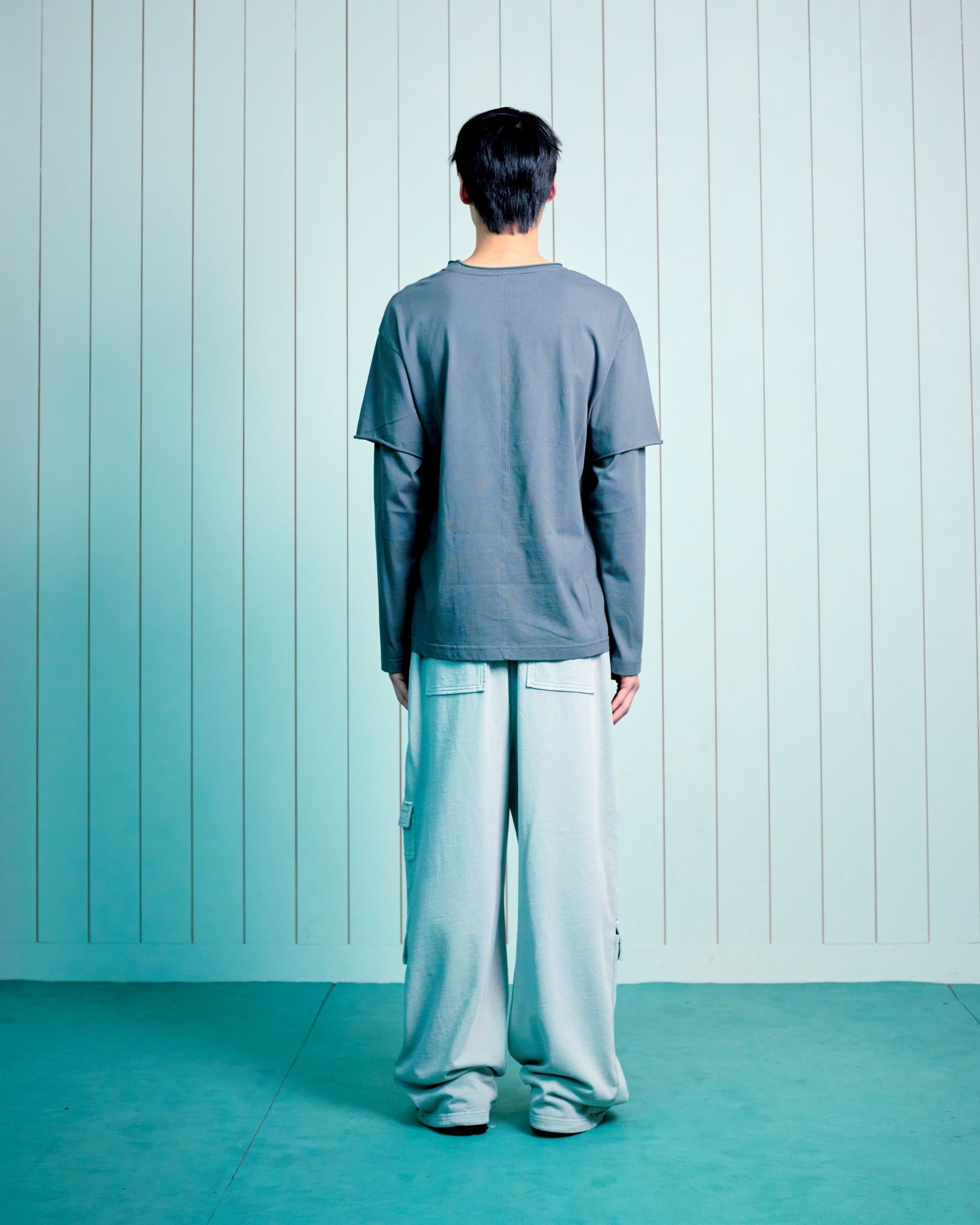 TCM raw cut layered long sleeve (charcoal)