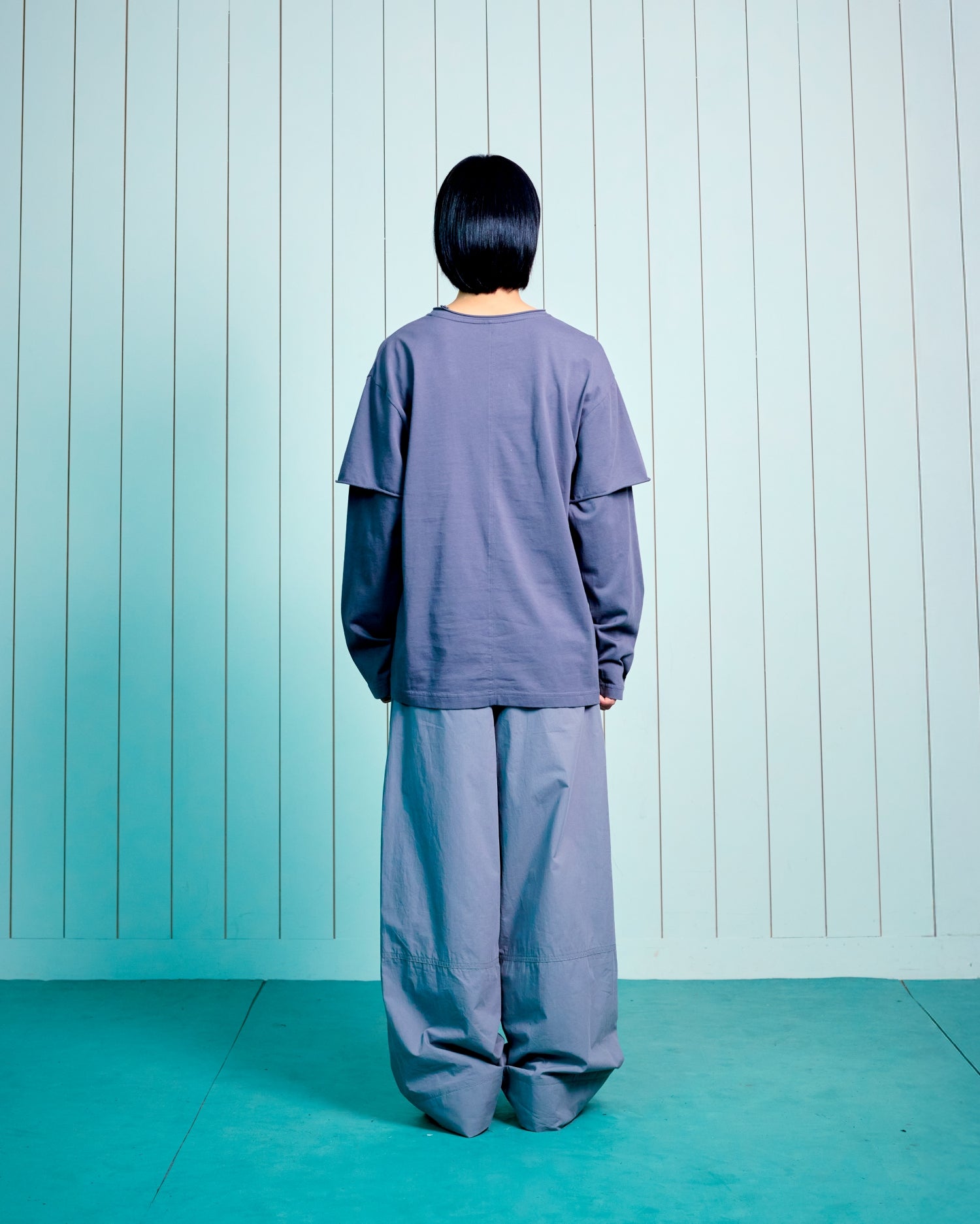 TCM raw cut layered long sleeve (dark purple)