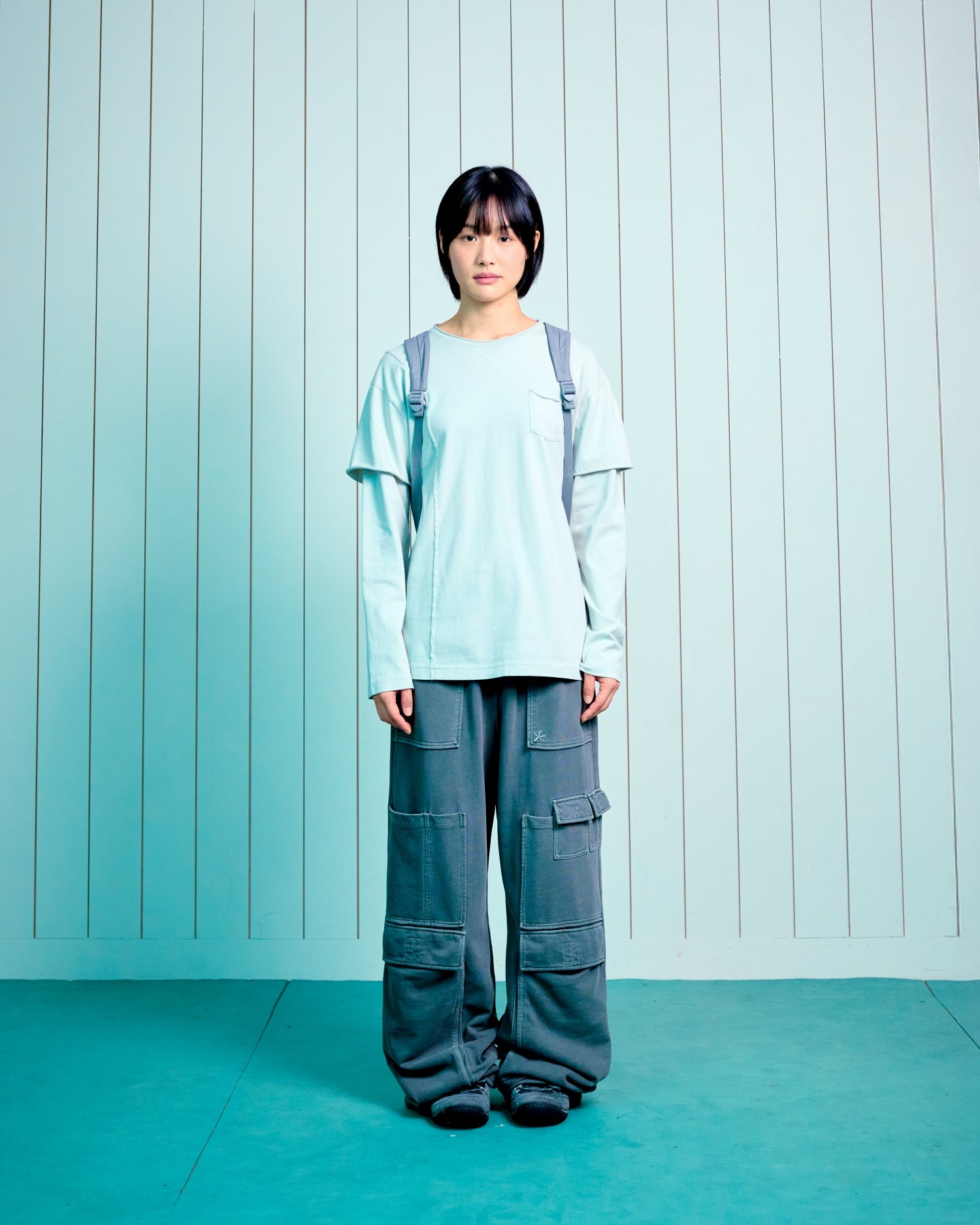 TCM raw cut layered long sleeve (light grey)