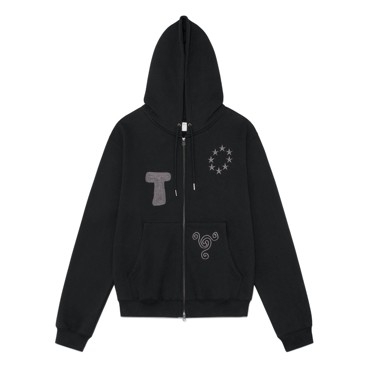 TCM snail hooded zip-up (black)