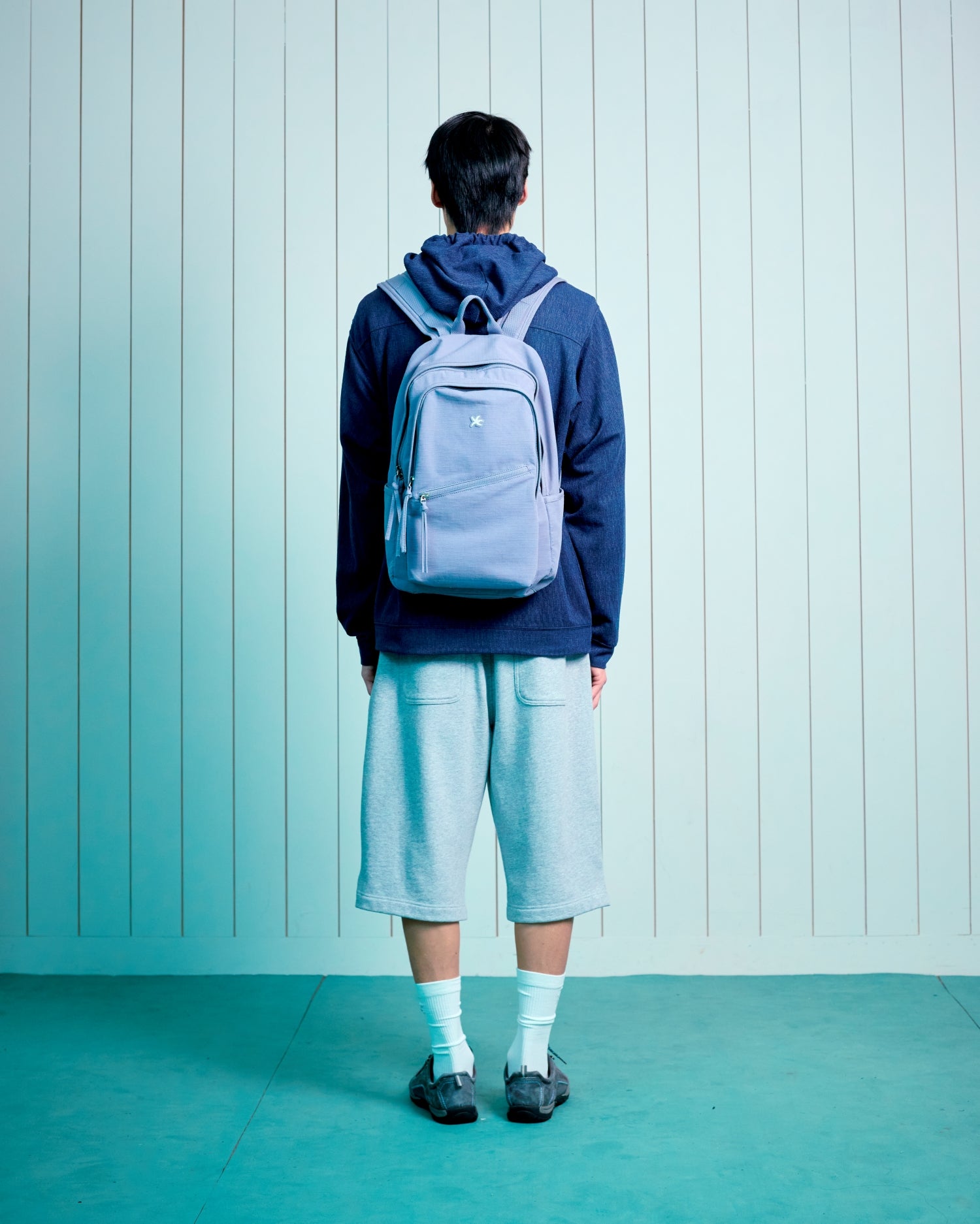TCM strap layered ripstop backpack (dusty blue)