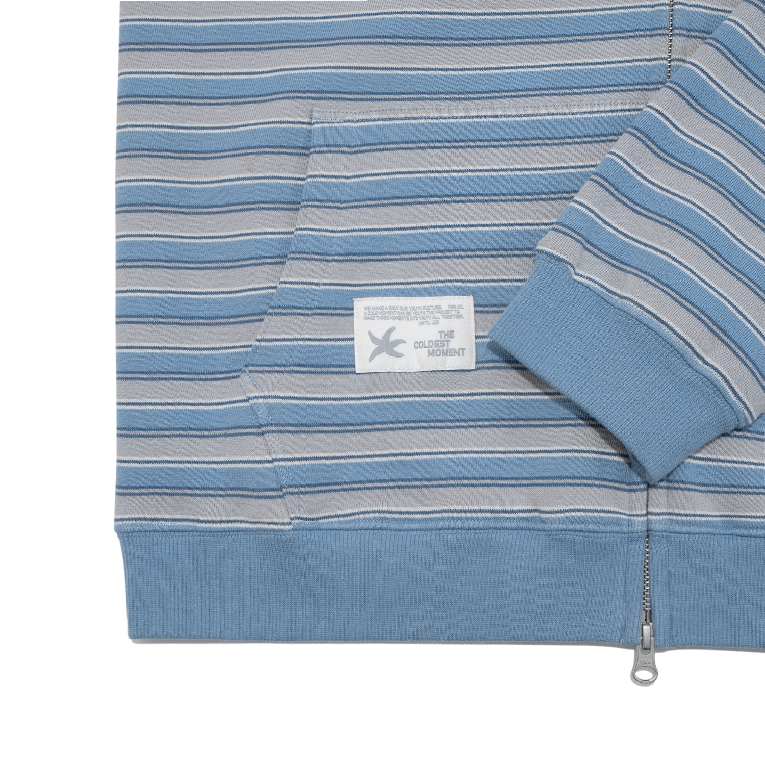 TCM stripe standard hooded zip-up (blue)