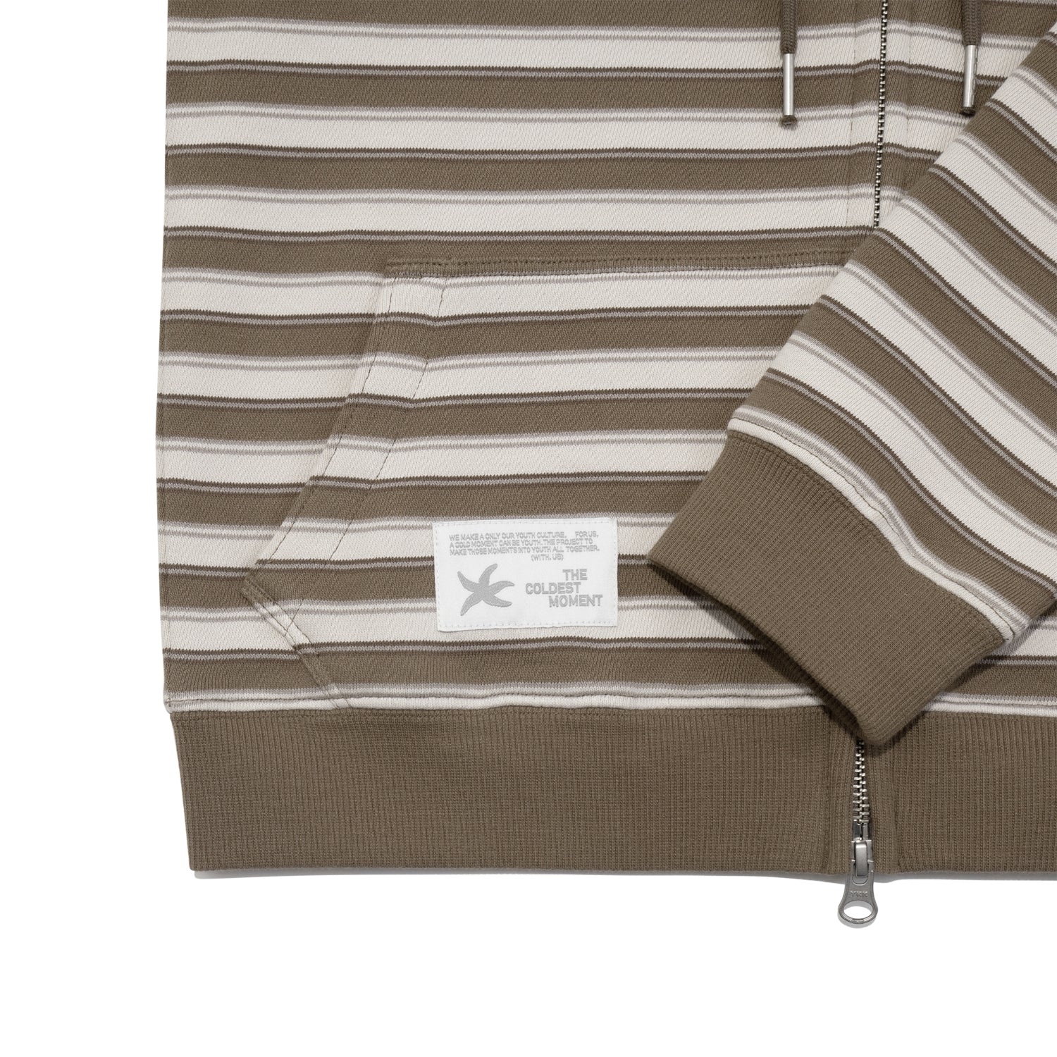 TCM stripe standard hooded zip-up (brown)