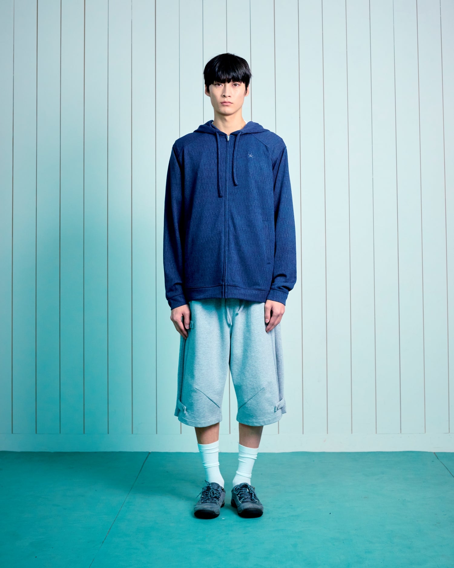 TCM waffle button half sweat pants (melange grey)