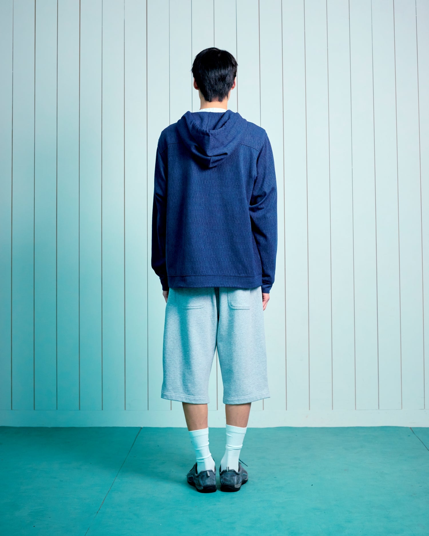 TCM waffle button half sweat pants (melange grey)