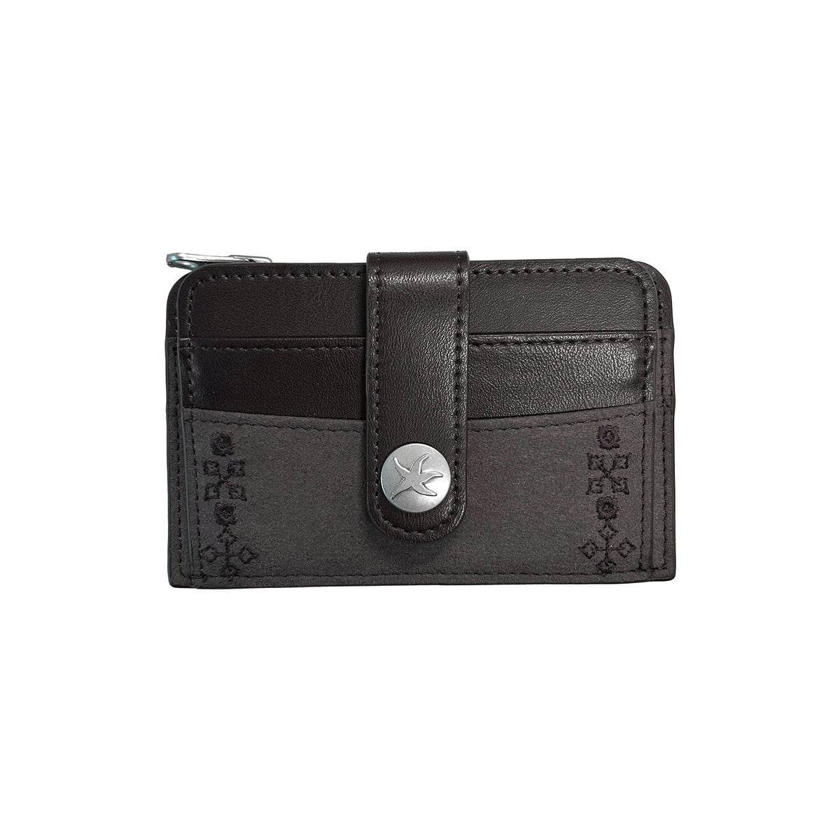 TCM brown suade buckle card wallet minimalist
