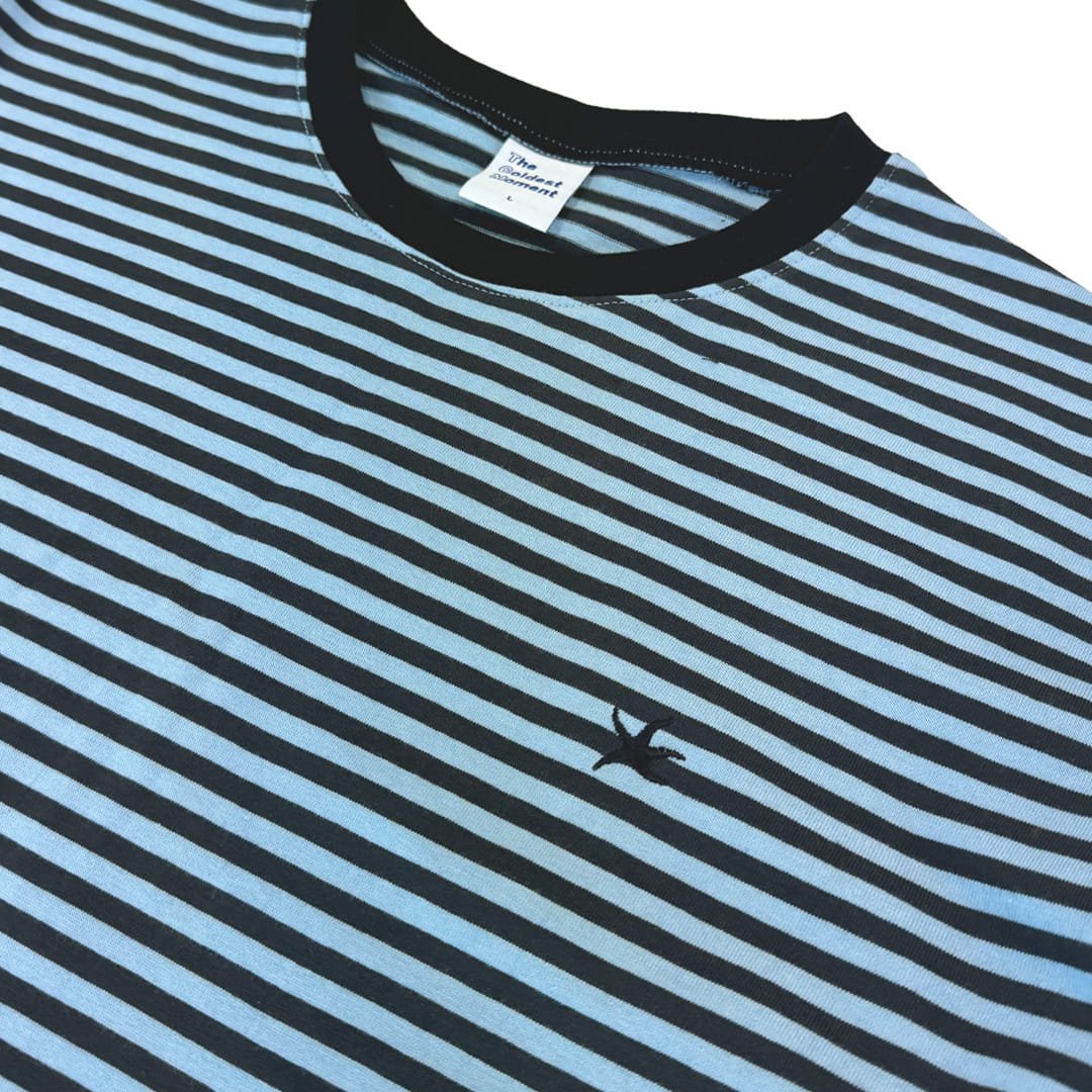 TCM mini logo stripe long sleeve (sky blue/charcoal)