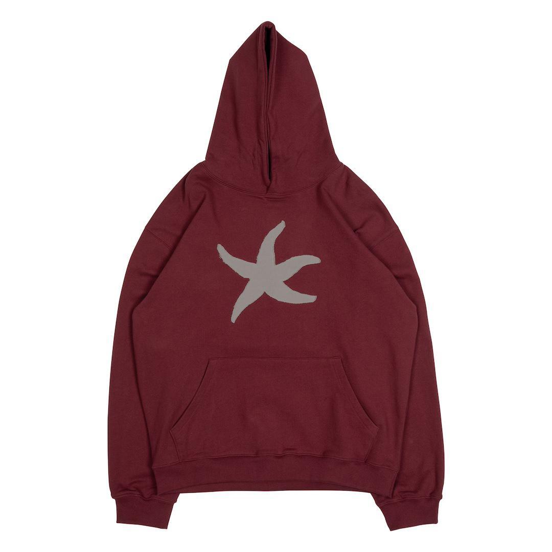 TCM vintage starfish hoodie red minimalist unisex