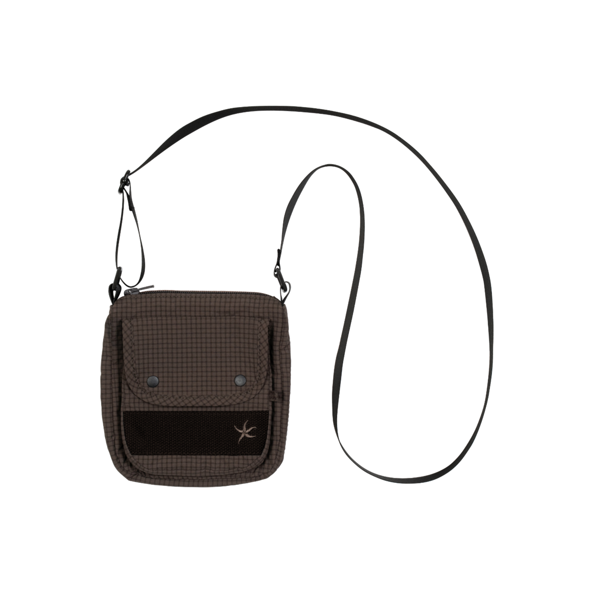 TCM brown check nylon cross bag minimalist style