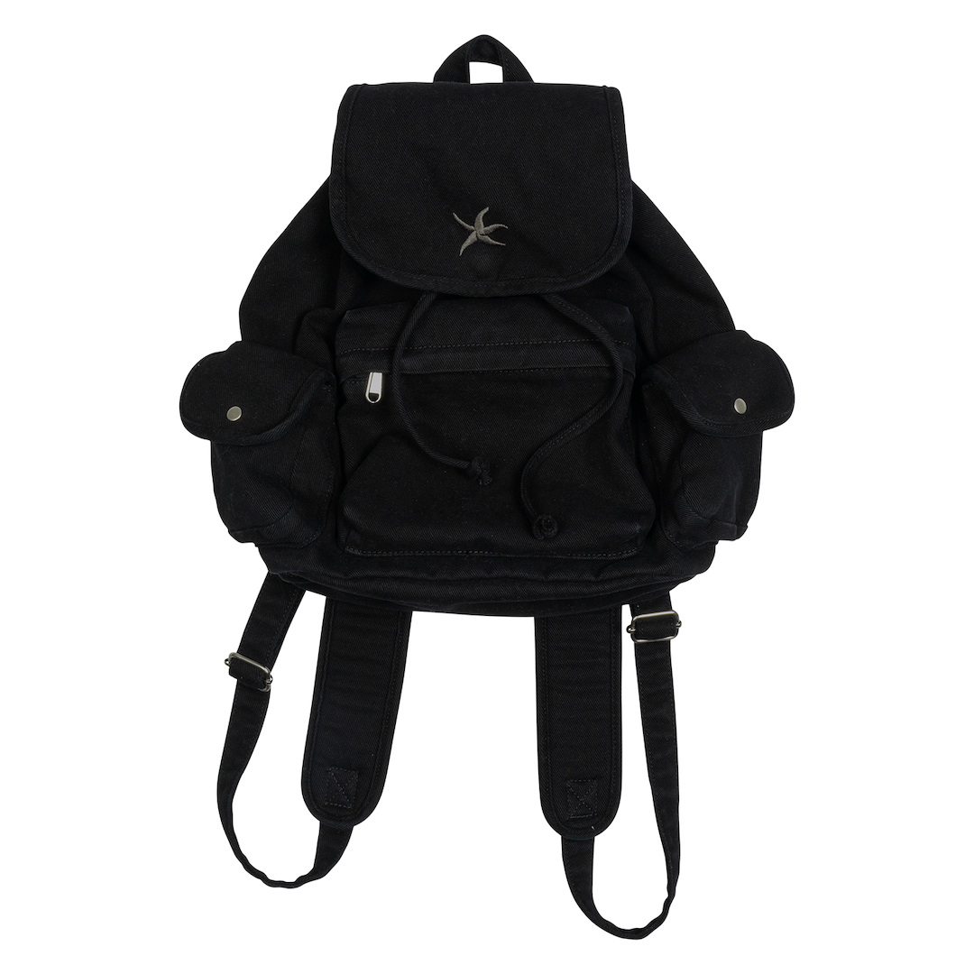 TCM starfish denim backpack black minimalist style