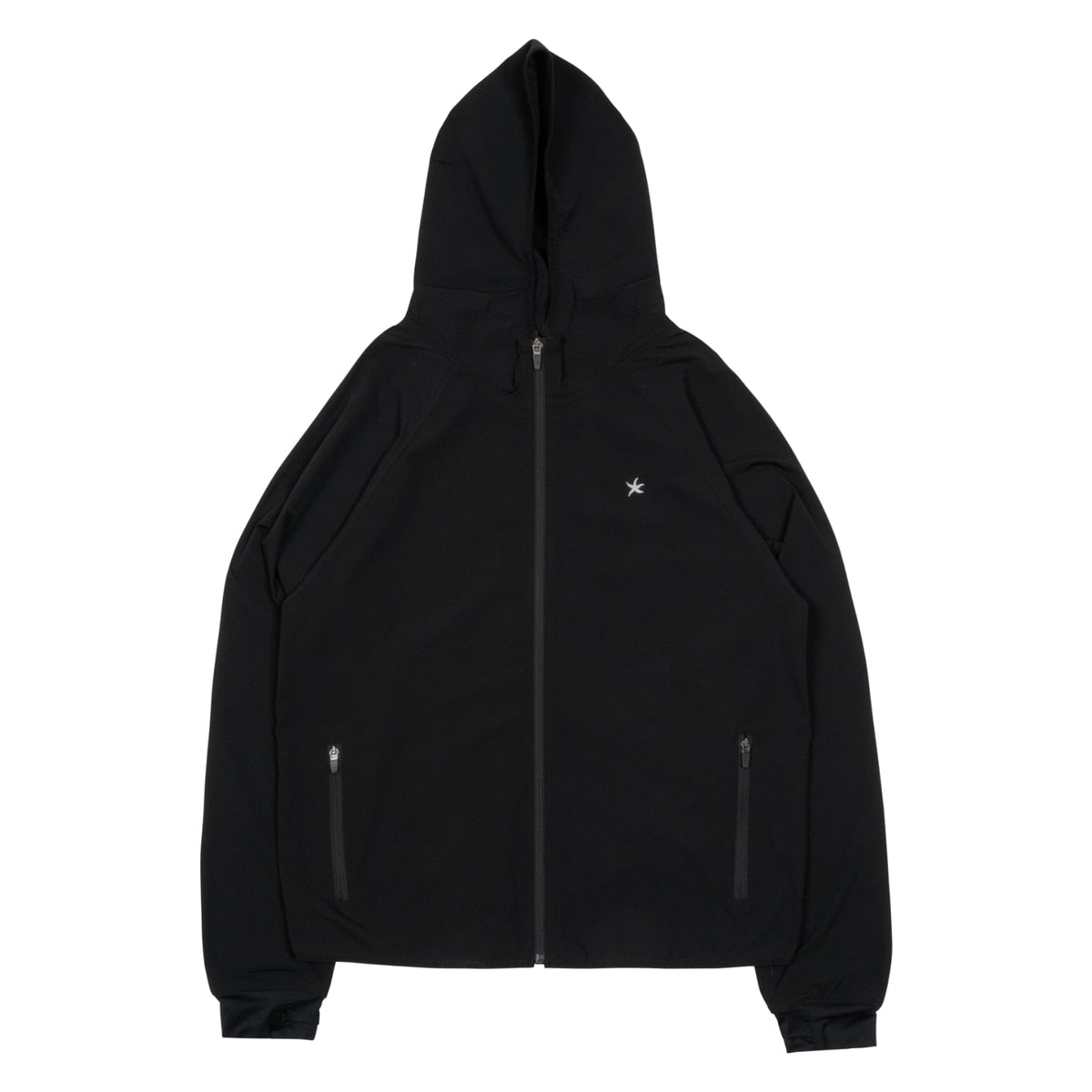 TCM starfish black hooded zip-up minimalist com...