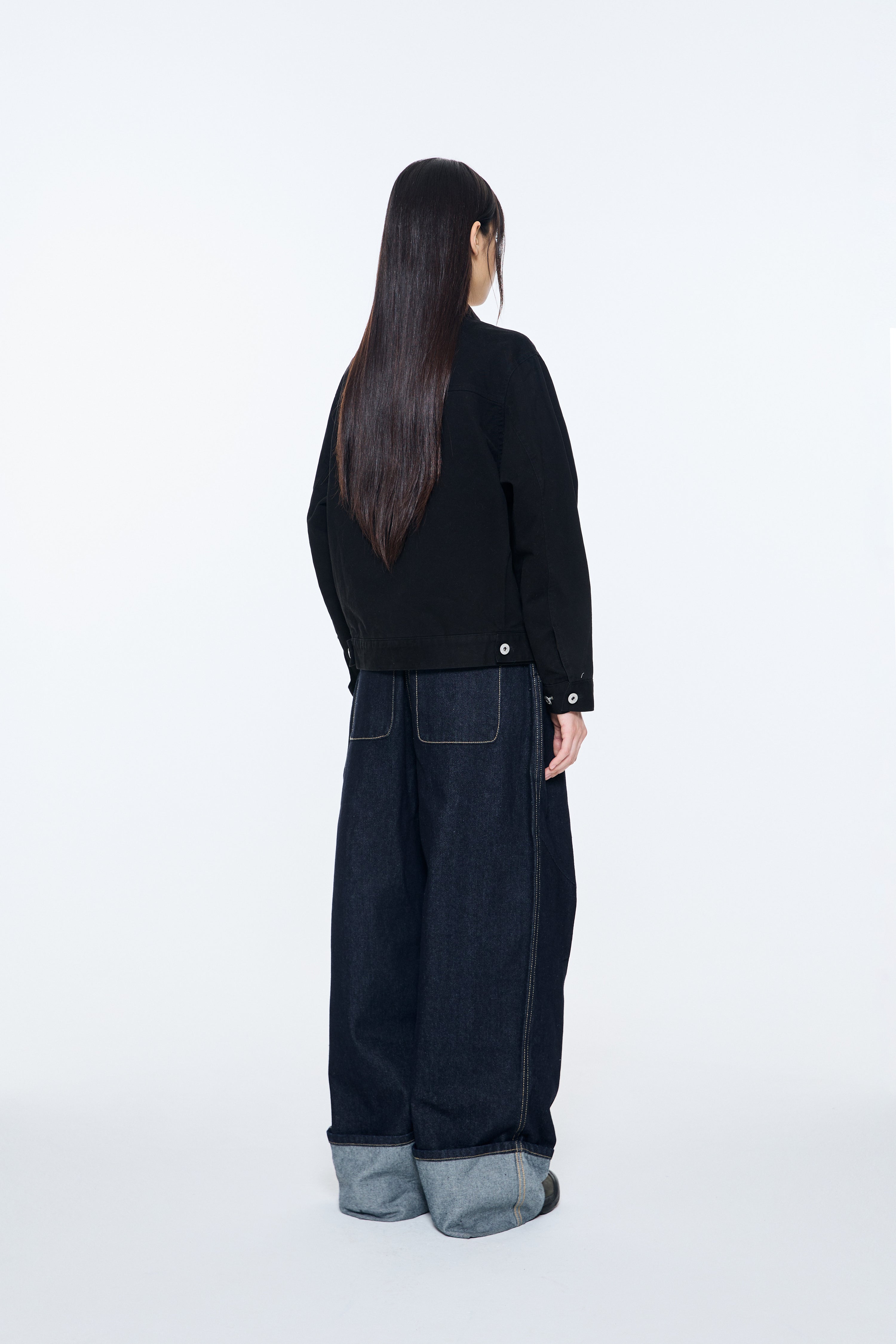 TCM washed mini logo jacket (black)