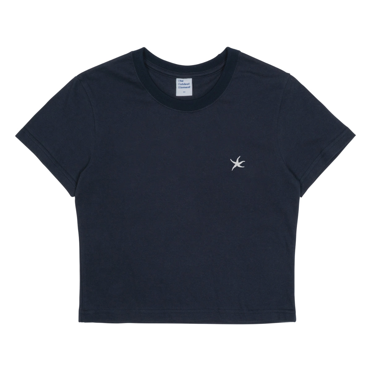 TCM navy mini logo crop t-shirt 100% cotton women