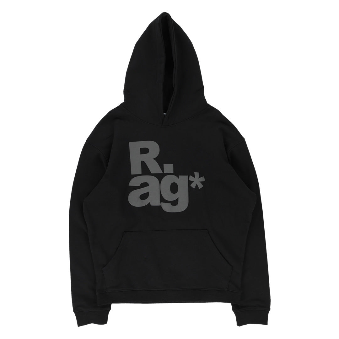 TCM black rag hoodie minimalist design unisex