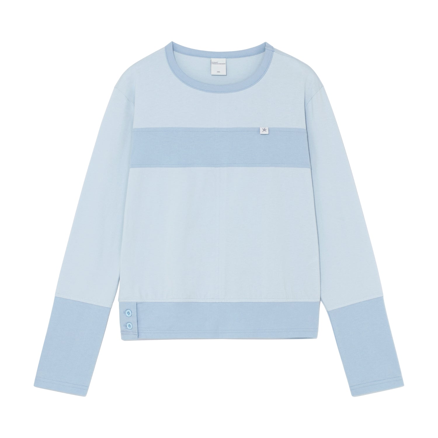 (w) TCM color block line long sleeve (sky blue)