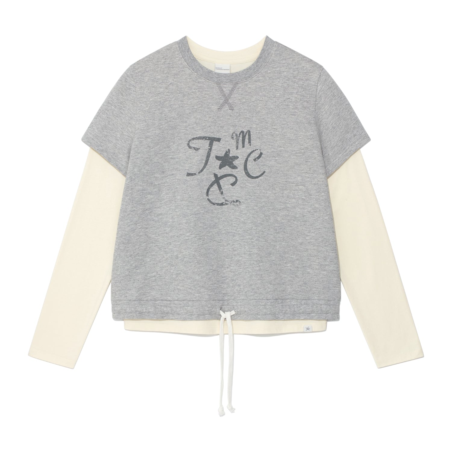 (w) TCM crack string layered long sleeve (grey)