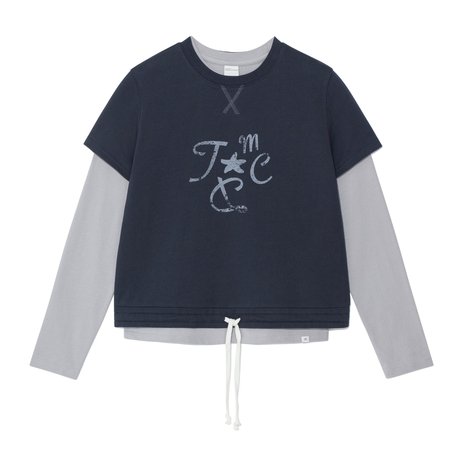 (w) TCM crack string layered long sleeve (navy)