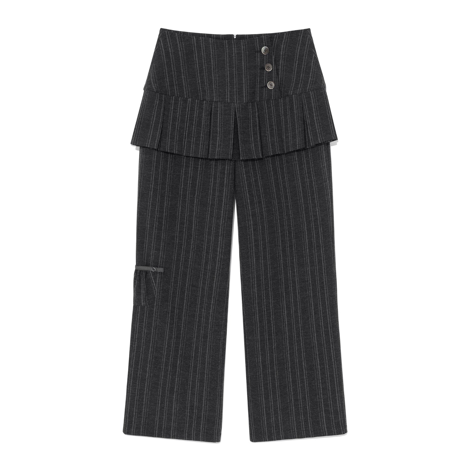 (w) TCM skirt layered button pants (charcoal)