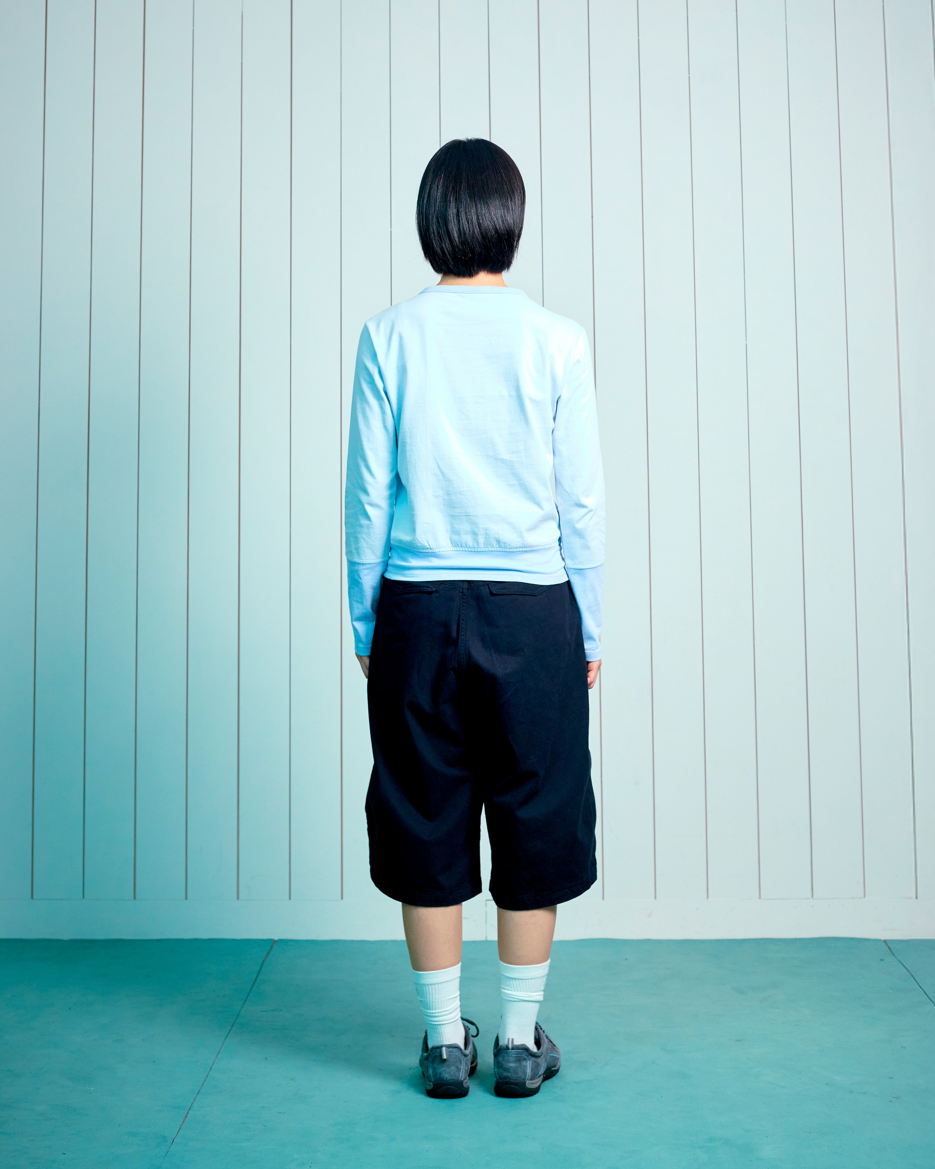 (w) TCM color block line long sleeve (sky blue)