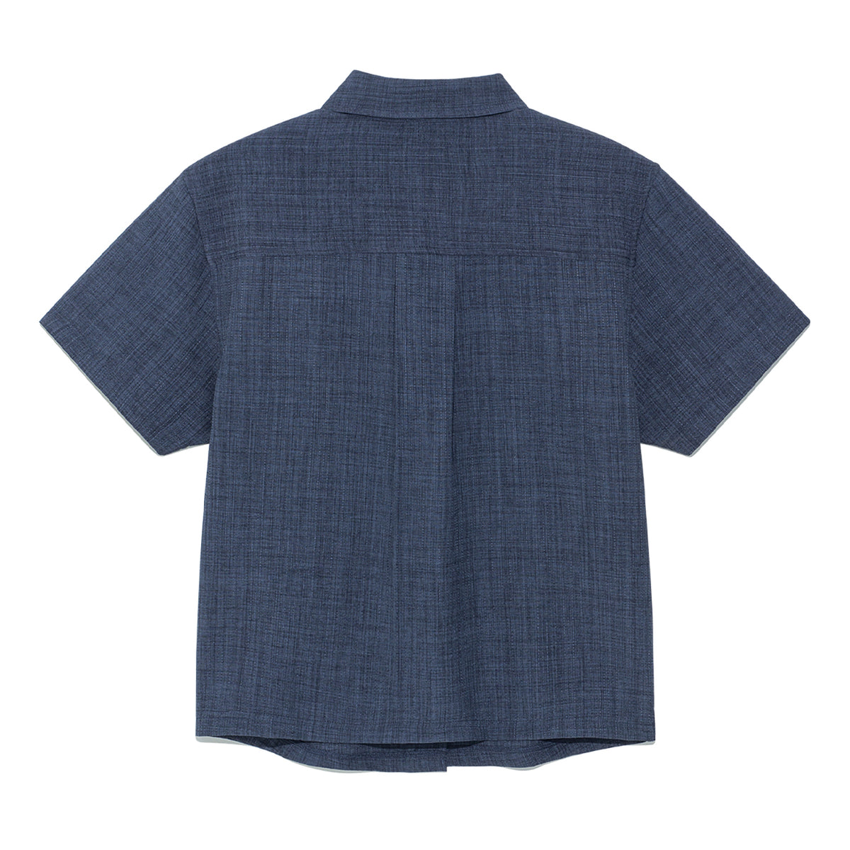 (w) TCM mini logo textured half shirt (navy)